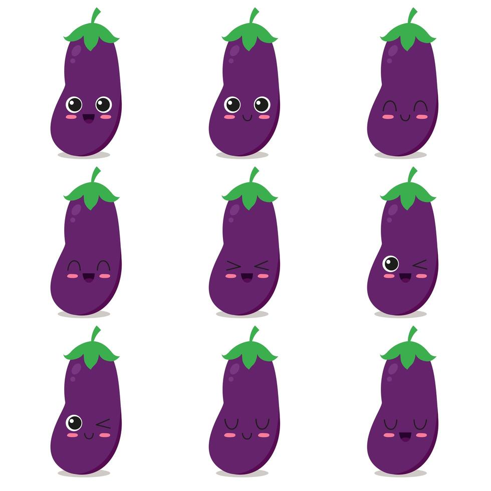 aubergine tekenset vector