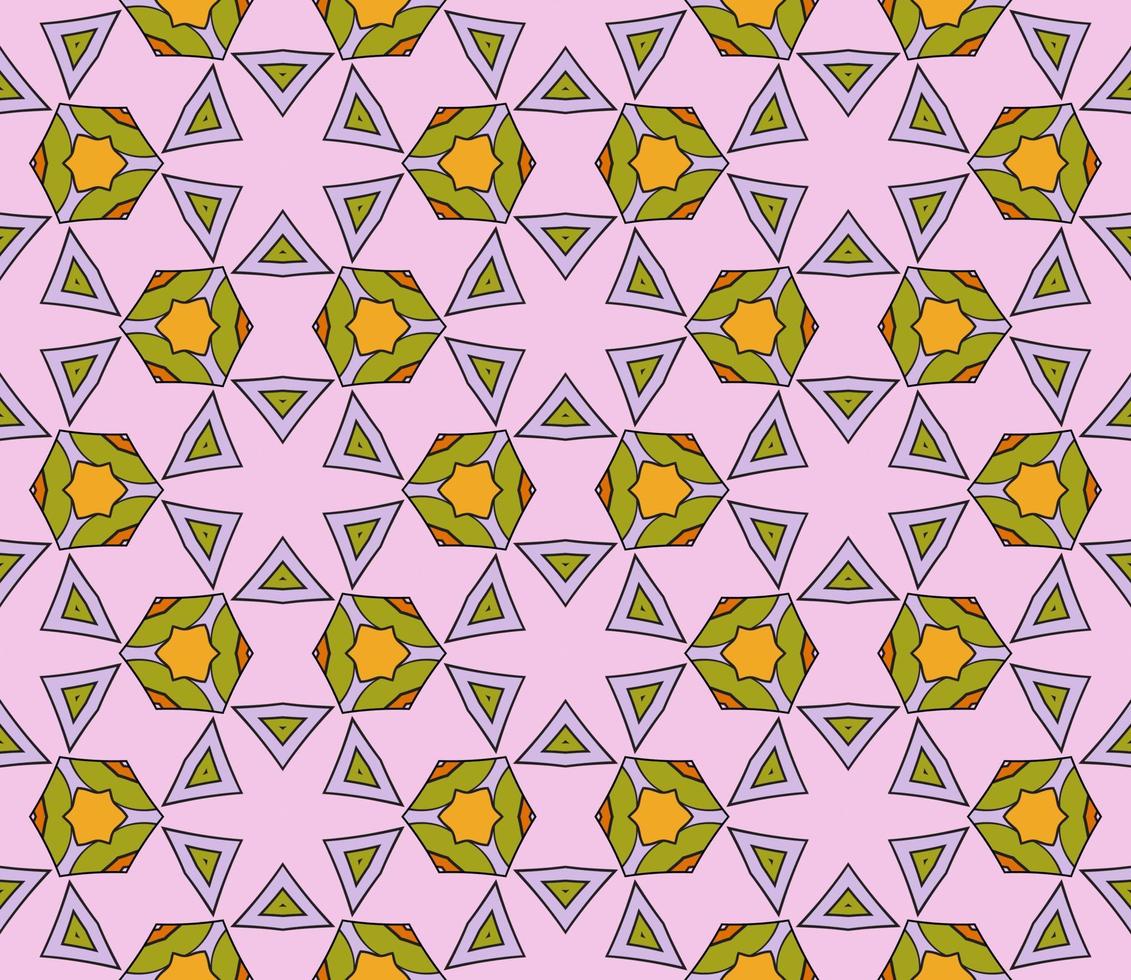 abstracte kleurrijke doodle geometrische naadloze bloemenpatroon. bloemen achtergrond. caleidoscoopmozaïek, geotegel van dunne lijnornament. vector