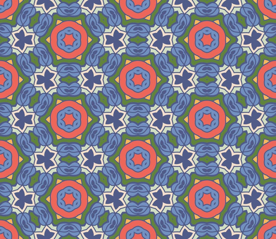 abstracte kleurrijke doodle geometrische naadloze bloemenpatroon. bloemen achtergrond. caleidoscoopmozaïek, geotegel van dunne lijnornament. vector