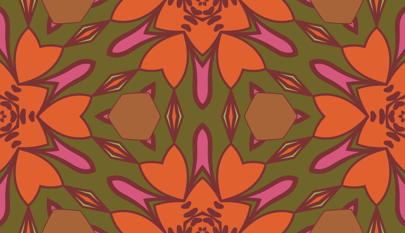 abstracte kleurrijke doodle geometrische naadloze bloemenpatroon. bloemen achtergrond. caleidoscoopmozaïek, geotegel van dunne lijnornament. vector