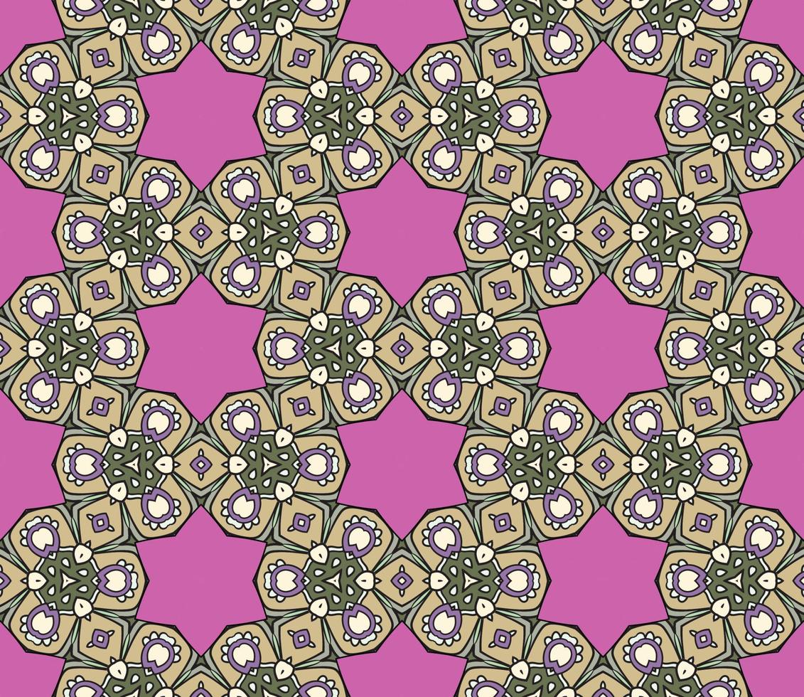 abstracte kleurrijke doodle geometrische naadloze bloemenpatroon. bloemen achtergrond. mozaïek, geo tegel van dunne lijn ornament. vector