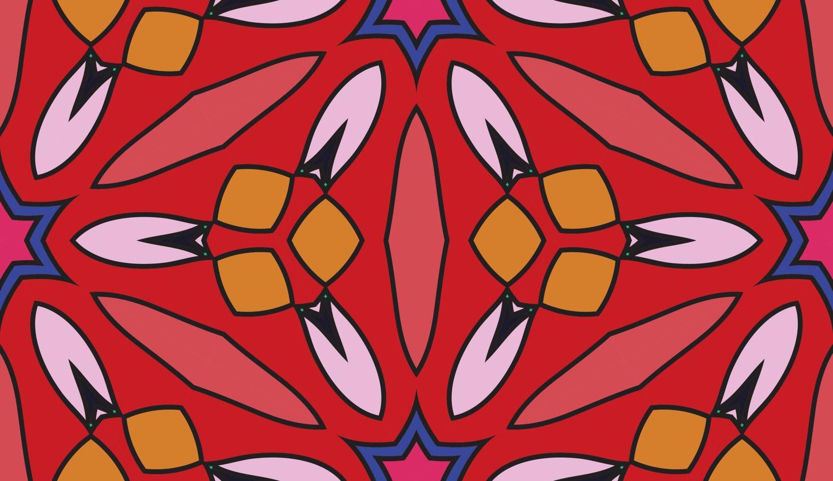 abstracte kleurrijke doodle geometrische naadloze bloemenpatroon. bloemen achtergrond. caleidoscoopmozaïek, geotegel van dunne lijnornament. vector