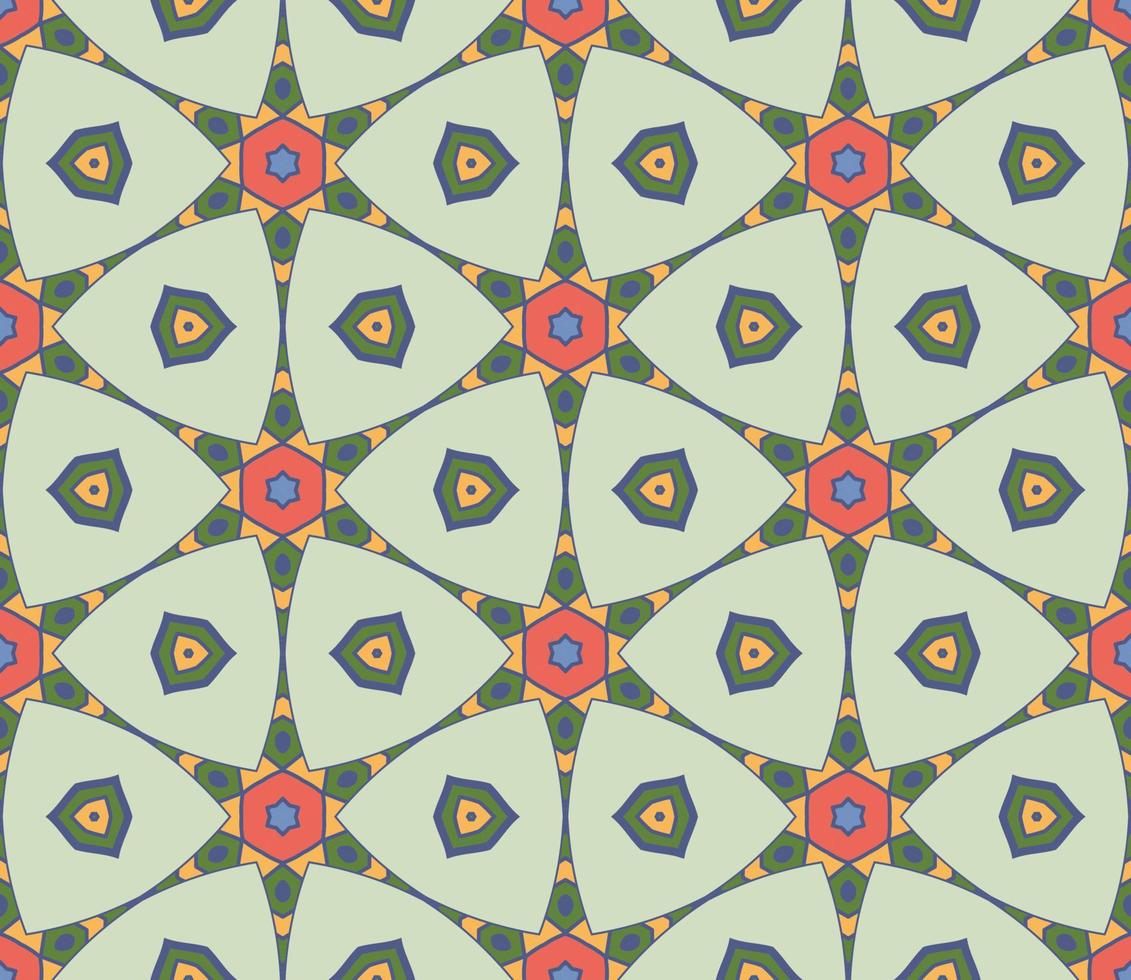 abstracte kleurrijke doodle geometrische naadloze bloemenpatroon. bloemen achtergrond. caleidoscoopmozaïek, geotegel van dunne lijnornament. vector