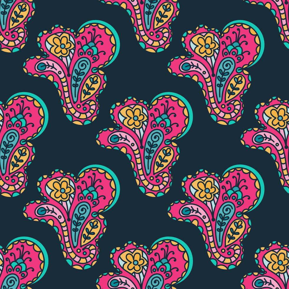 doodle abstracte kleurrijke naadloze patroon. hand getekende paisley achtergrond. vector