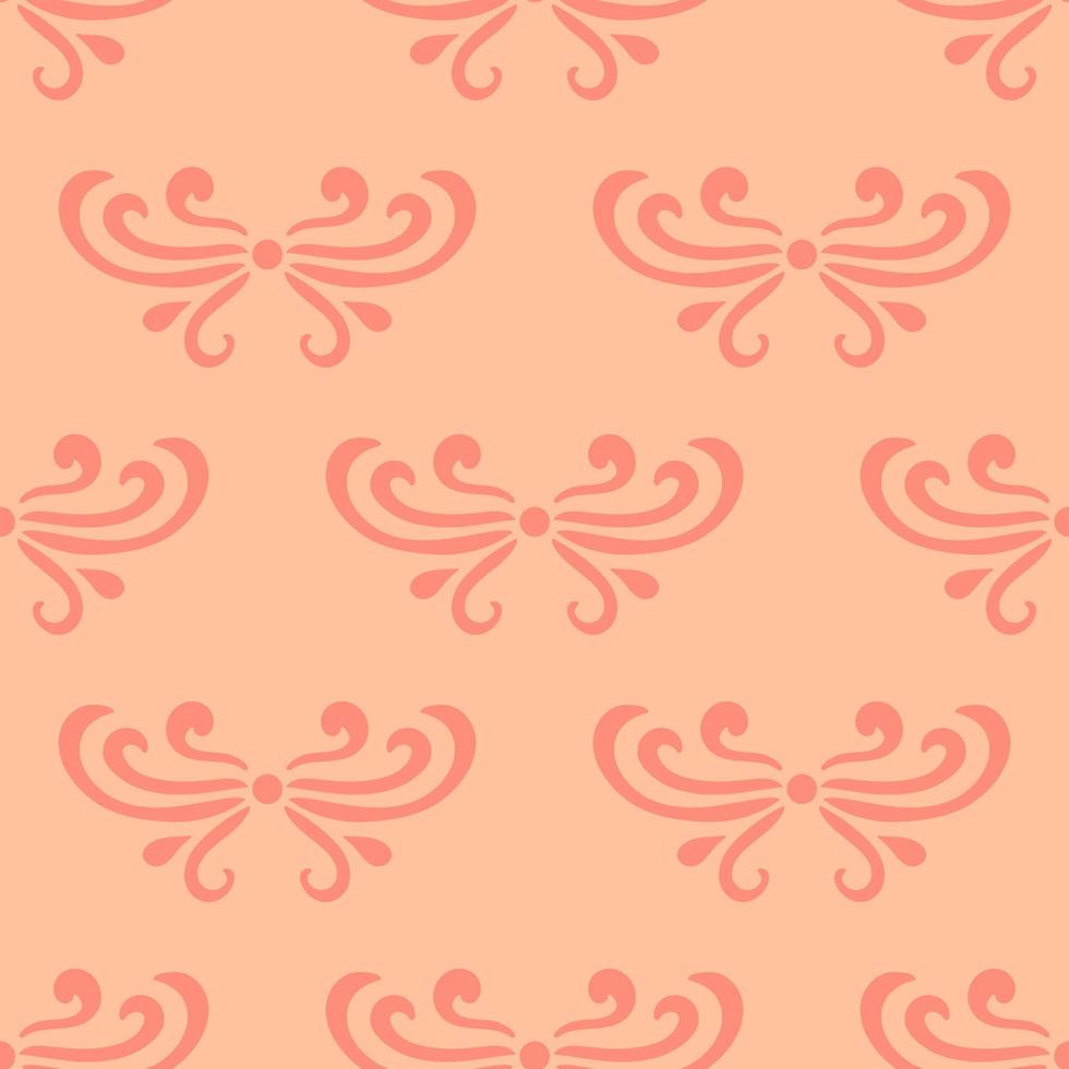 pastel oranje abstract damast naadloos patroon van krullen in retro stijl. bloemen vintage achtergrond. art nouveau-stijl ontwerp. vector