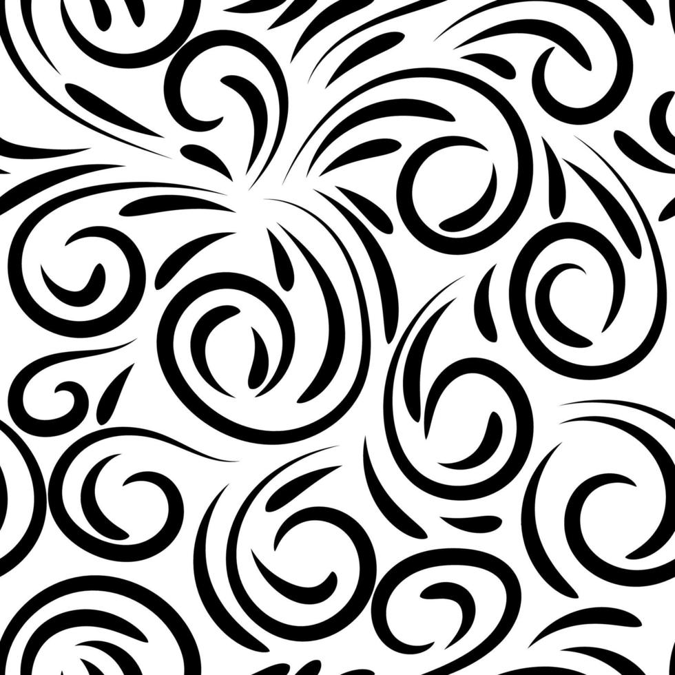 abstracte hand getrokken doodle dunne lijn golvende naadloze patroon. krullende lineaire rommelige achtergrond. vector