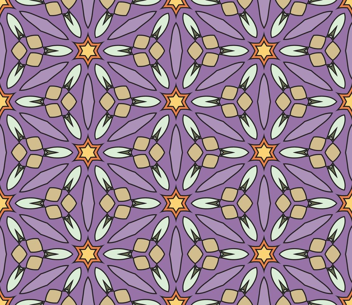 abstracte kleurrijke doodle geometrische naadloze bloemenpatroon. bloemen achtergrond. caleidoscoopmozaïek, geotegel van dunne lijnornament. vector