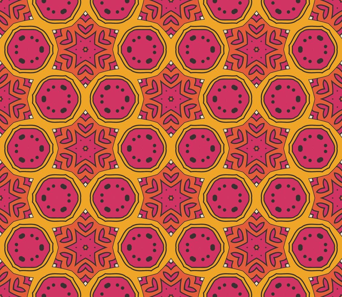 abstracte kleurrijke doodle geometrische naadloze bloemenpatroon. bloemen achtergrond. caleidoscoopmozaïek, geotegel van dunne lijnornament. vector