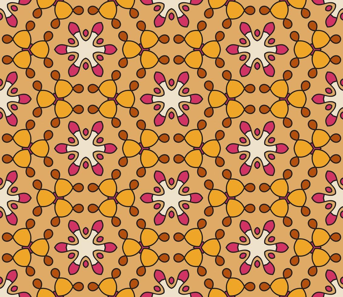 abstracte kleurrijke doodle geometrische naadloze bloemenpatroon. bloemen achtergrond. caleidoscoopmozaïek, geotegel van dunne lijnornament. vector