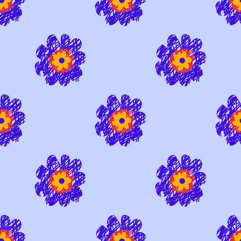 schattige cartoon polka dot bloemen in vlakke stijl naadloze patroon. bloemen kinderlijke stijl achtergrond. vector