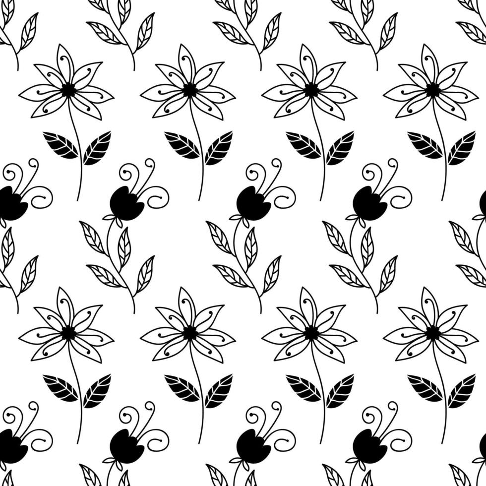 naadloze bloemmotief met doodle bloemen. abstract behang. stof, digitale print. modern oneindig inpakpapier. vector