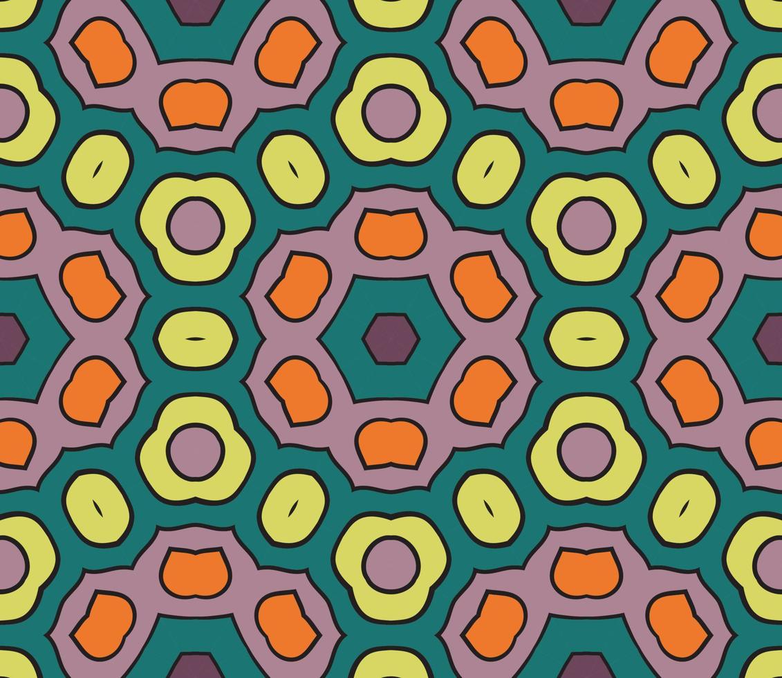 abstracte kleurrijke doodle geometrische naadloze bloemenpatroon. bloemen achtergrond. caleidoscoopmozaïek, geotegel van dunne lijnornament. vector