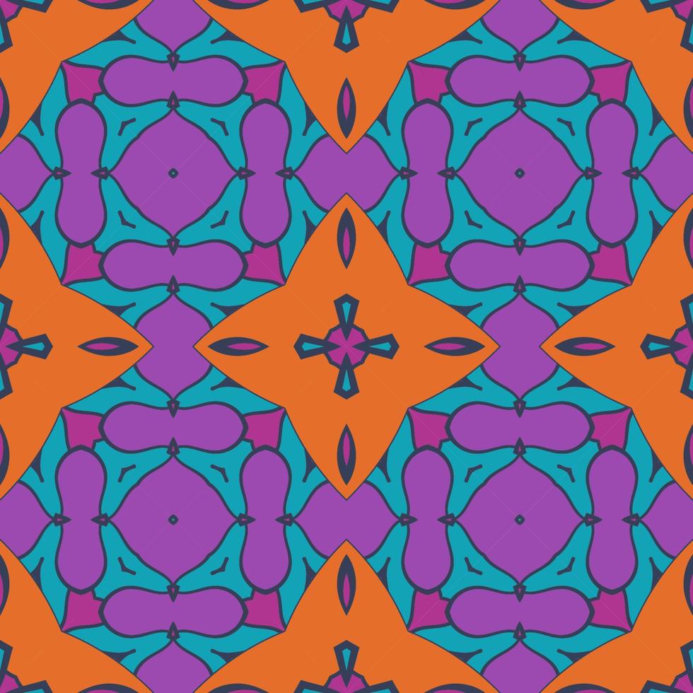 abstracte kleurrijke doodle geometrische naadloze bloemenpatroon. bloemen achtergrond. caleidoscoopmozaïek, geotegel van dunne lijnornament. vector