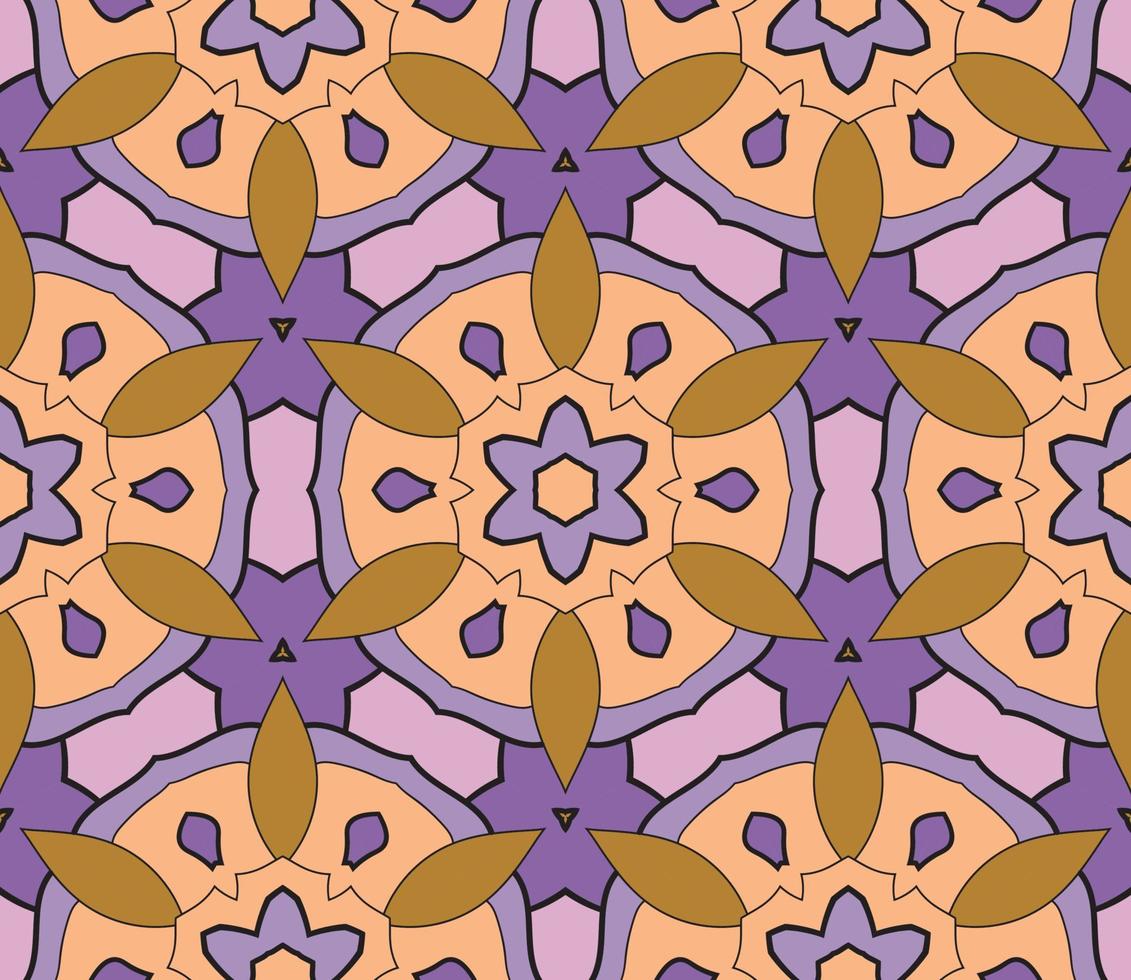 abstracte kleurrijke doodle geometrische naadloze bloemenpatroon. bloemen achtergrond. caleidoscoopmozaïek, geotegel van dunne lijnornament. vector