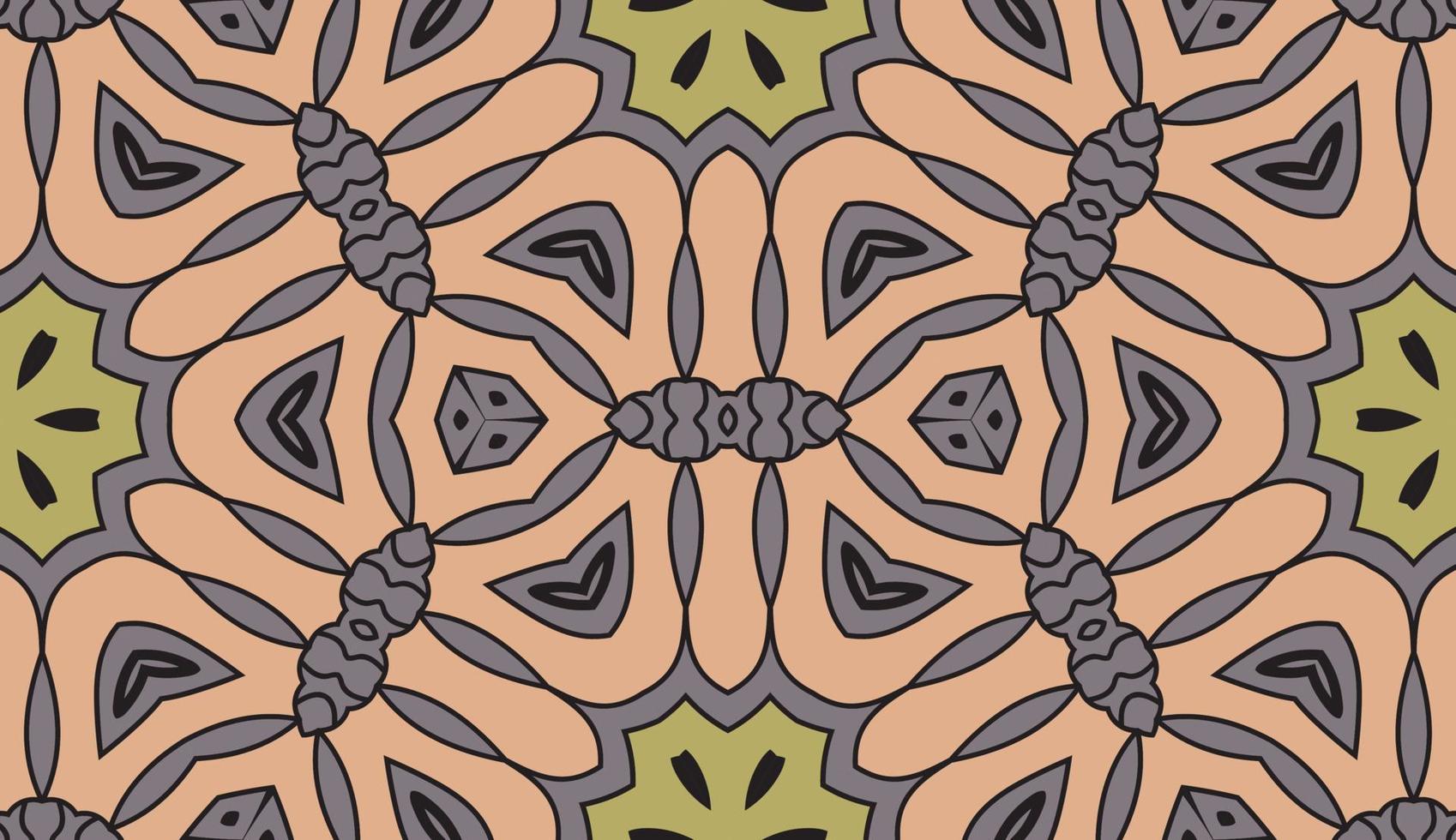 abstracte kleurrijke doodle geometrische naadloze bloemenpatroon. bloemen achtergrond. caleidoscoopmozaïek, geotegel van dunne lijnornament. vector