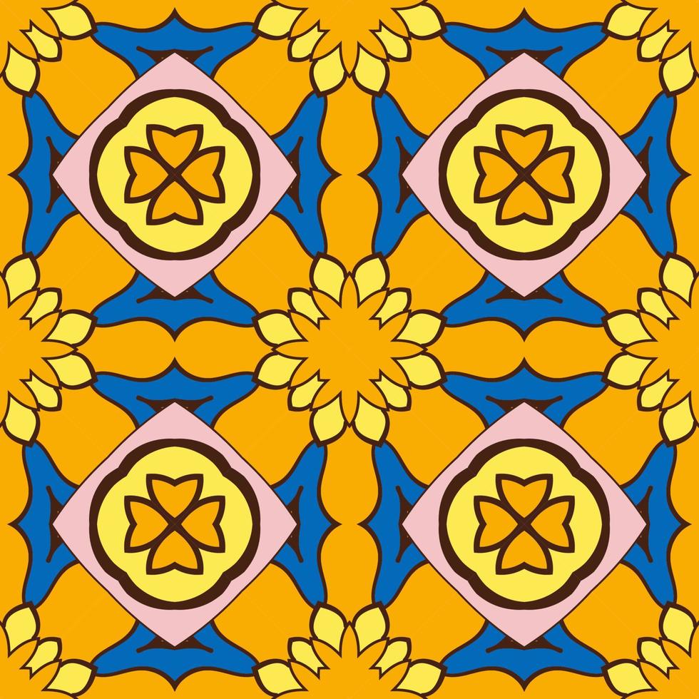 abstracte kleurrijke doodle geometrische naadloze bloemenpatroon. bloemen achtergrond. caleidoscoopmozaïek, geotegel van dunne lijnornament. vector