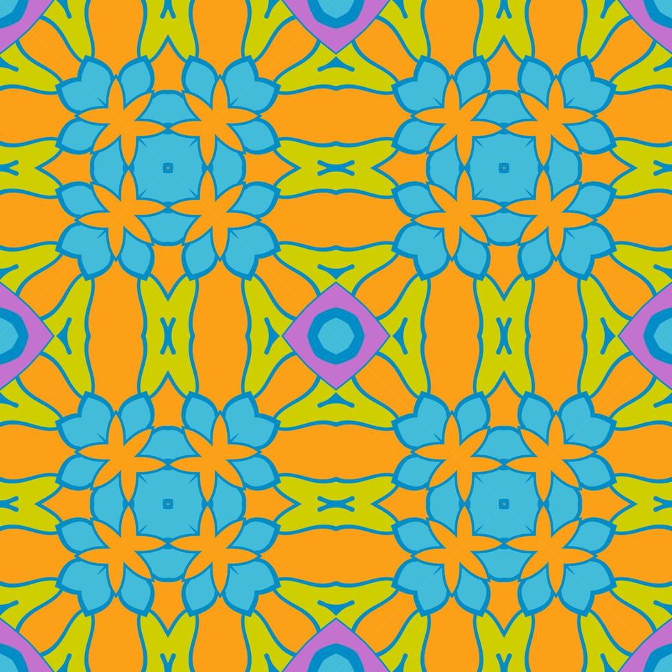 abstracte kleurrijke doodle geometrische naadloze bloemenpatroon. bloemen achtergrond. caleidoscoopmozaïek, geotegel van dunne lijnornament. vector