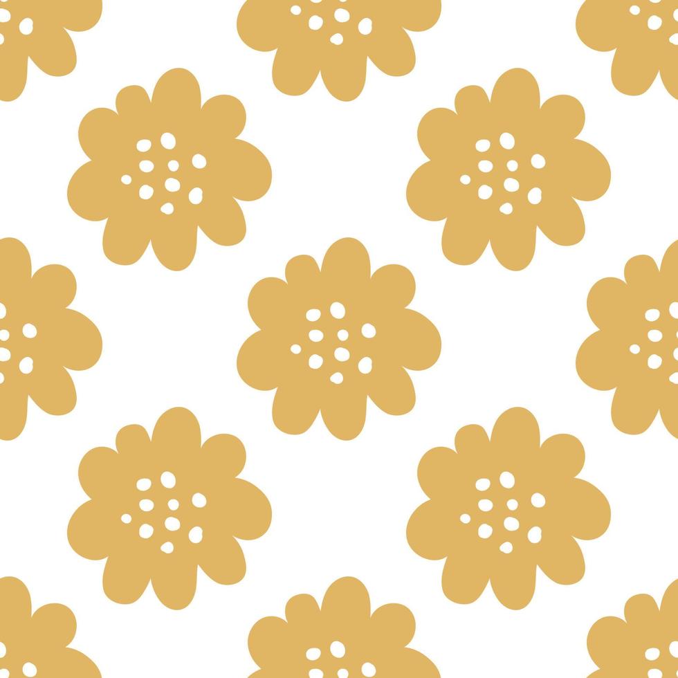 schattige cartoon polka dot bloemen in vlakke stijl naadloze patroon. bloemen kinderlijke stijl achtergrond. vector