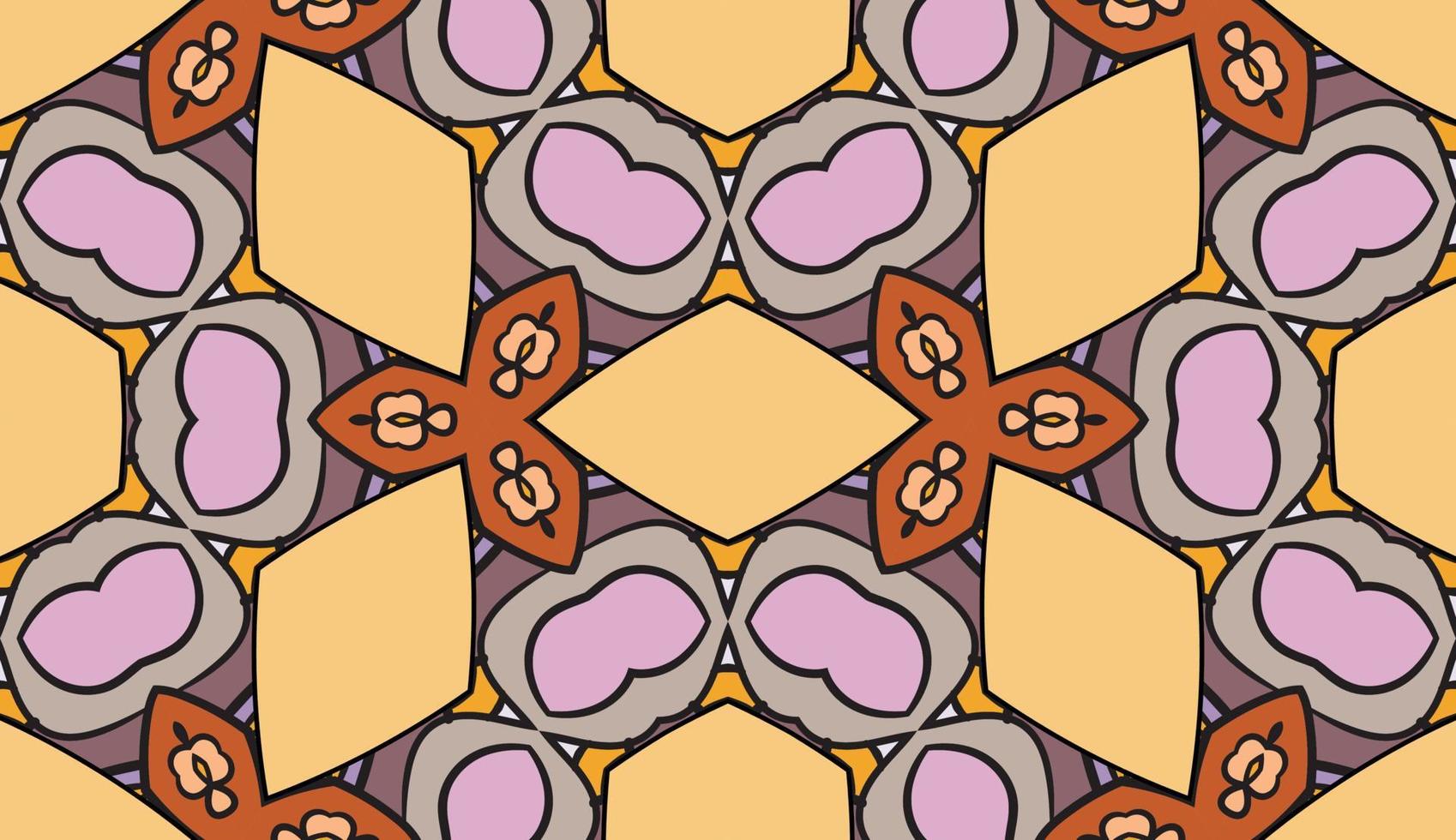 abstracte kleurrijke doodle geometrische naadloze bloemenpatroon. bloemen achtergrond. caleidoscoopmozaïek, geotegel van dunne lijnornament. vector