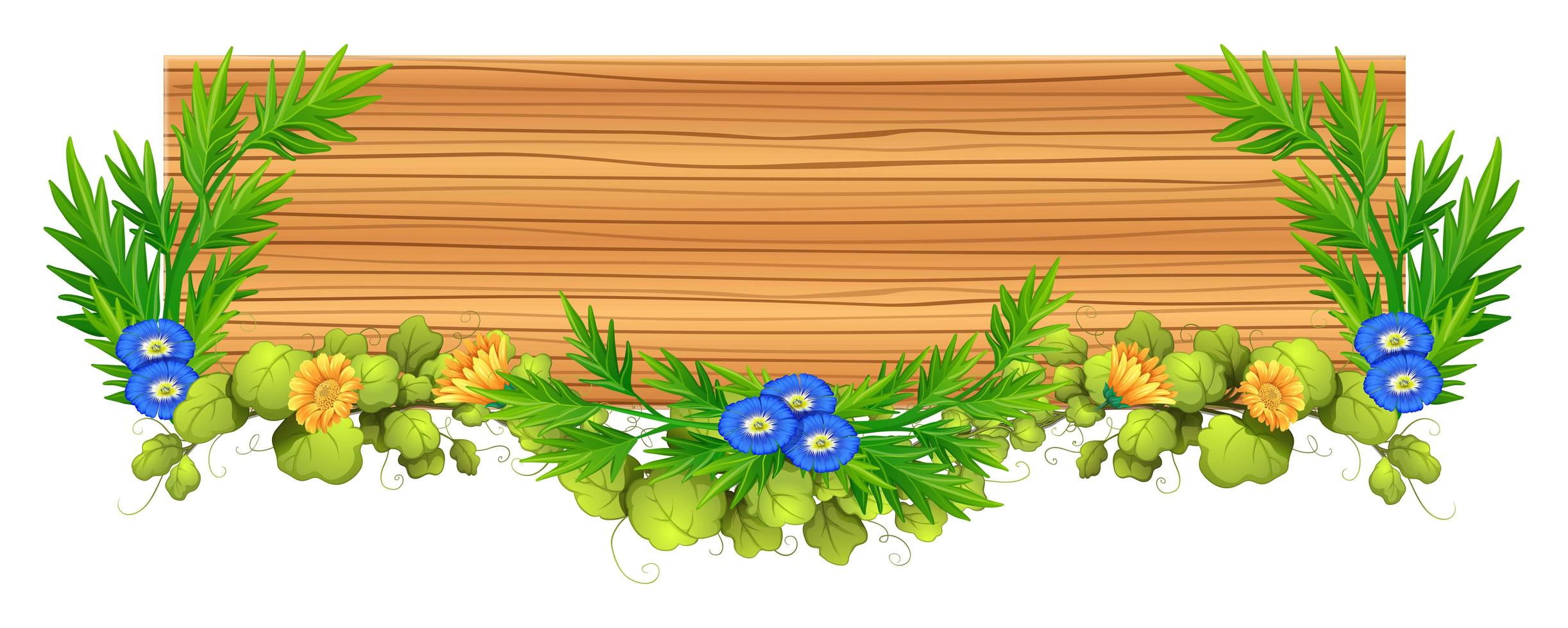 houten bord met wijnstokken en bloem vector