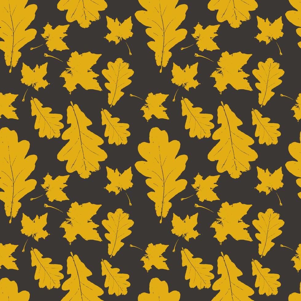naadloze bloemmotief met herfst grunge blad achtergrond. esdoorn, iep, eik, esp getextureerde bladeren. vector