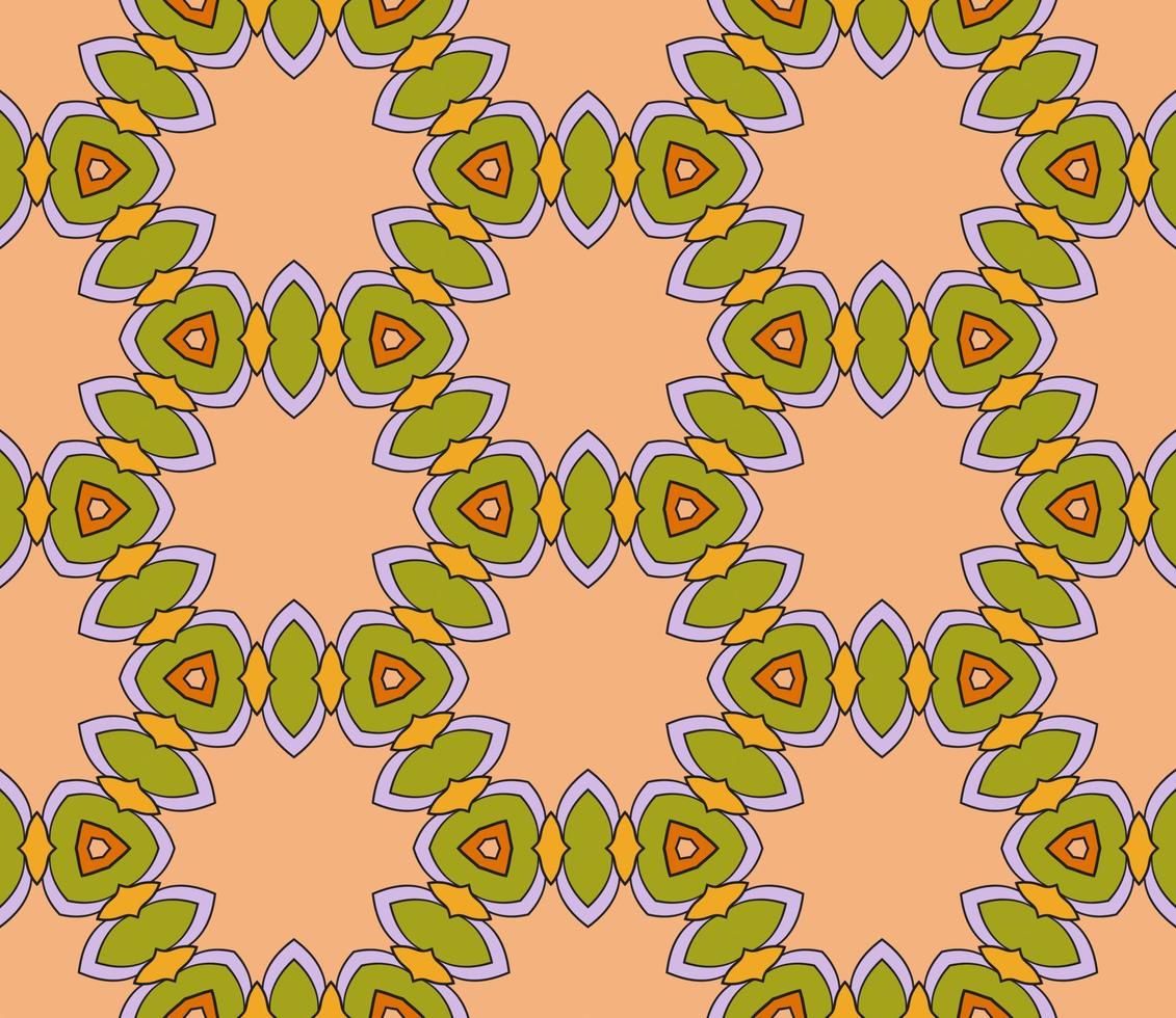 abstracte kleurrijke doodle geometrische naadloze bloemenpatroon. bloemen achtergrond. caleidoscoopmozaïek, geotegel van dunne lijnornament. vector