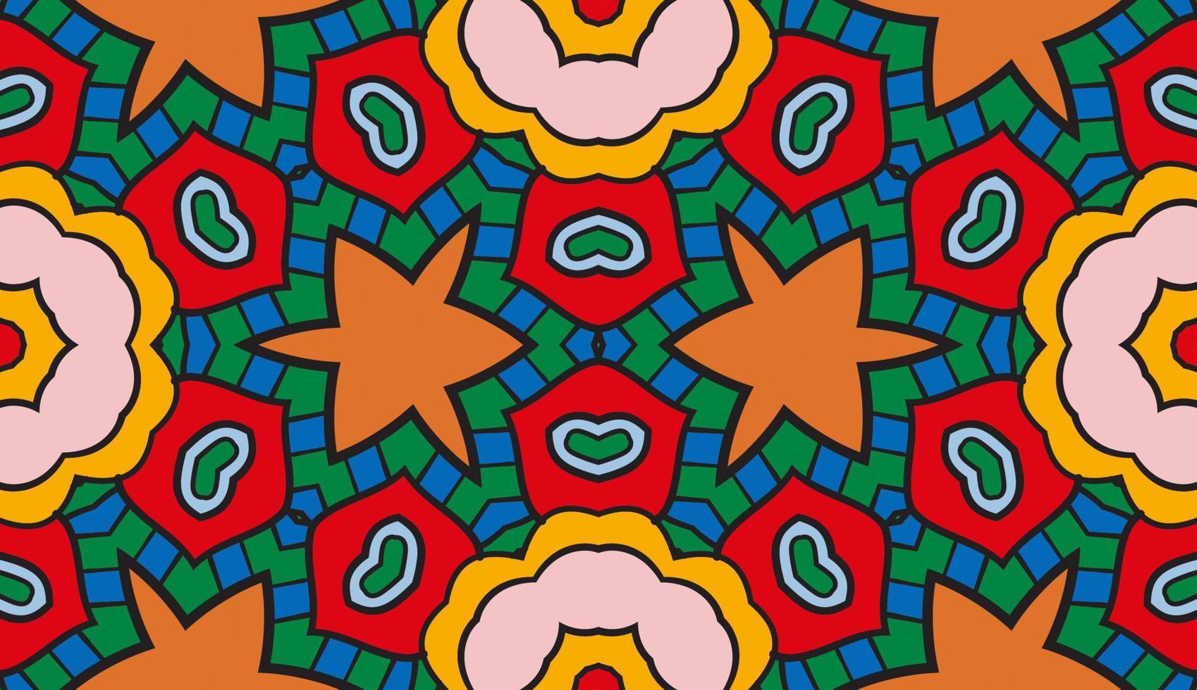 abstracte kleurrijke doodle geometrische naadloze bloemenpatroon. bloemen achtergrond. mozaïek, geo tegel van dunne lijn ornament. vector