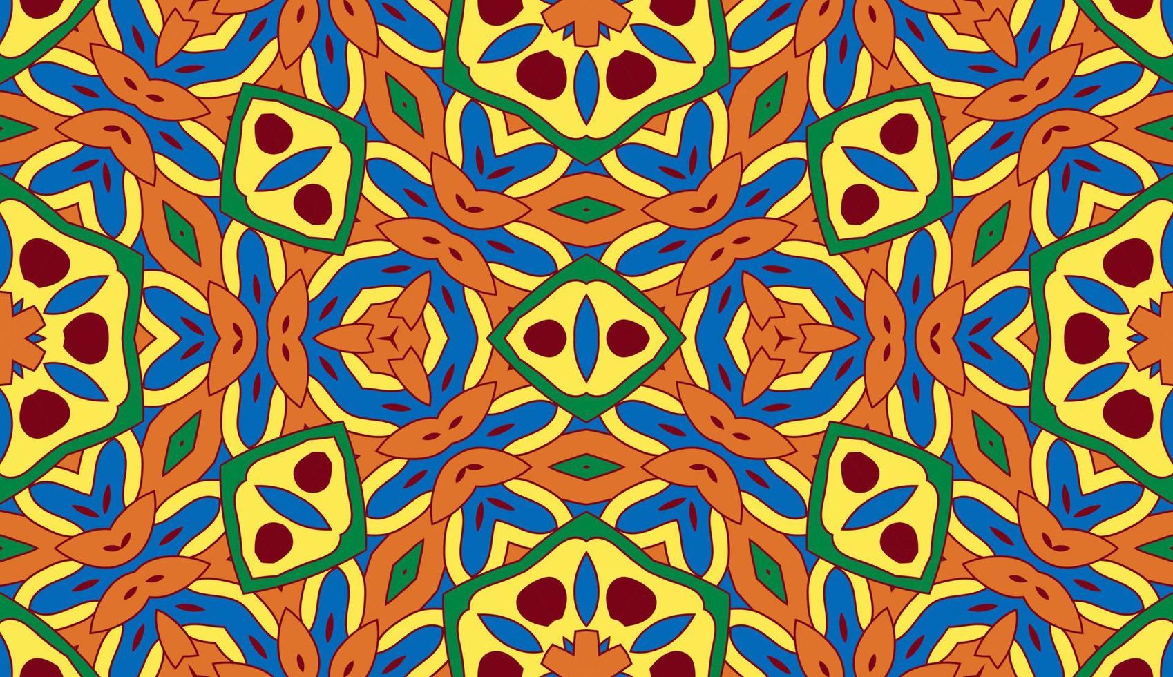 abstracte kleurrijke doodle geometrische naadloze bloemenpatroon. bloemen achtergrond. caleidoscoopmozaïek, geotegel van dunne lijnornament. vector