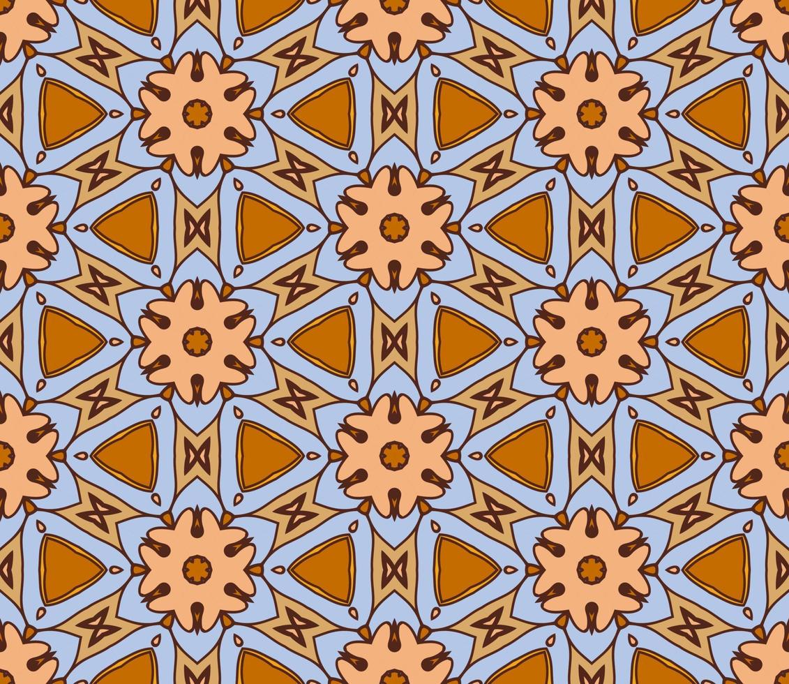 abstracte kleurrijke doodle geometrische naadloze bloemenpatroon. bloemen achtergrond. caleidoscoopmozaïek, geotegel van dunne lijnornament. vector