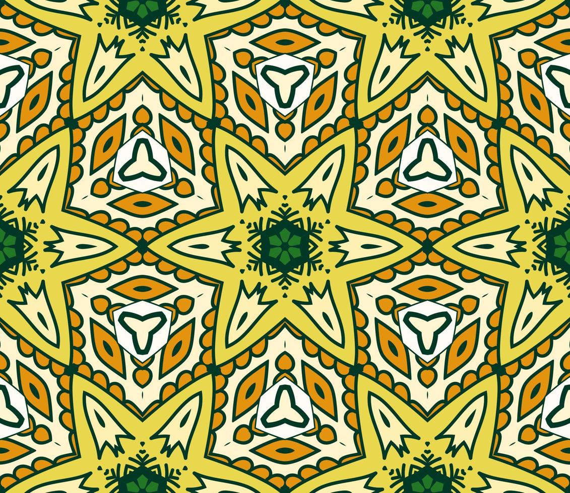 abstracte kleurrijke doodle geometrische naadloze bloemenpatroon. bloemen achtergrond. caleidoscoopmozaïek, geotegel van dunne lijnornament. vector