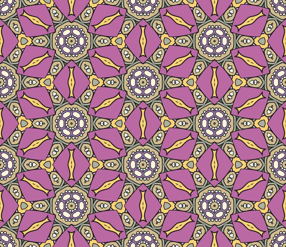 abstracte kleurrijke doodle geometrische naadloze bloemenpatroon. bloemen achtergrond. mozaïek, geo tegel van dunne lijn ornament. vector