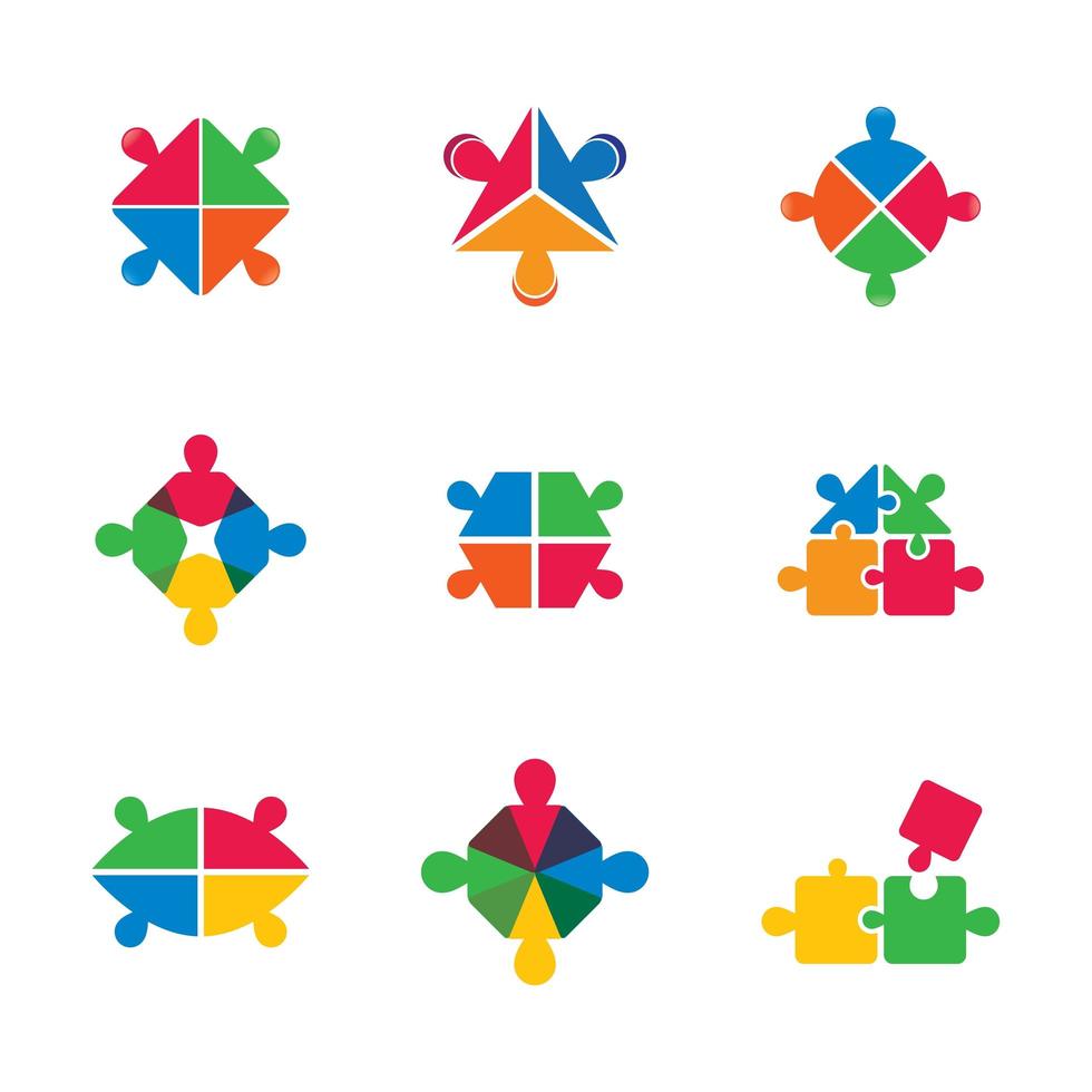 puzzel stuk zakelijke teamwerk icon set vector