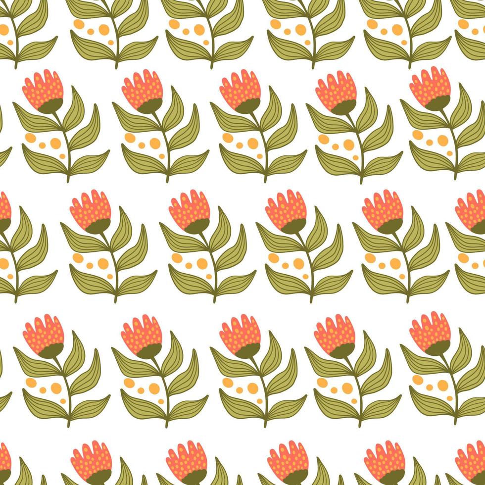 abstracte fee bloem en bladeren zomer minimalistisch patroon. bloemen vector naadloze hand getekende textuur voor textiel, stof, inpakpapier, scrapbooking, dekking, interieur.
