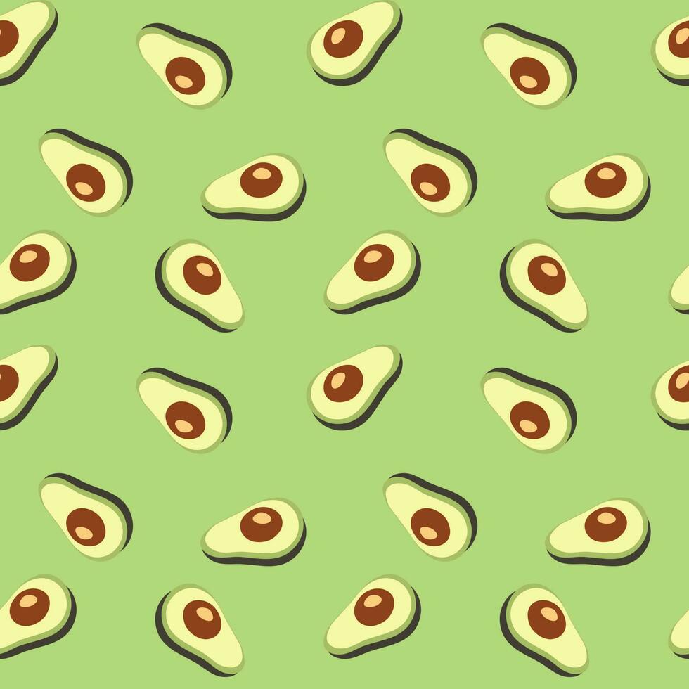 naadloze achtergrond met avocado patroon op een schattige groene achtergrond. vector