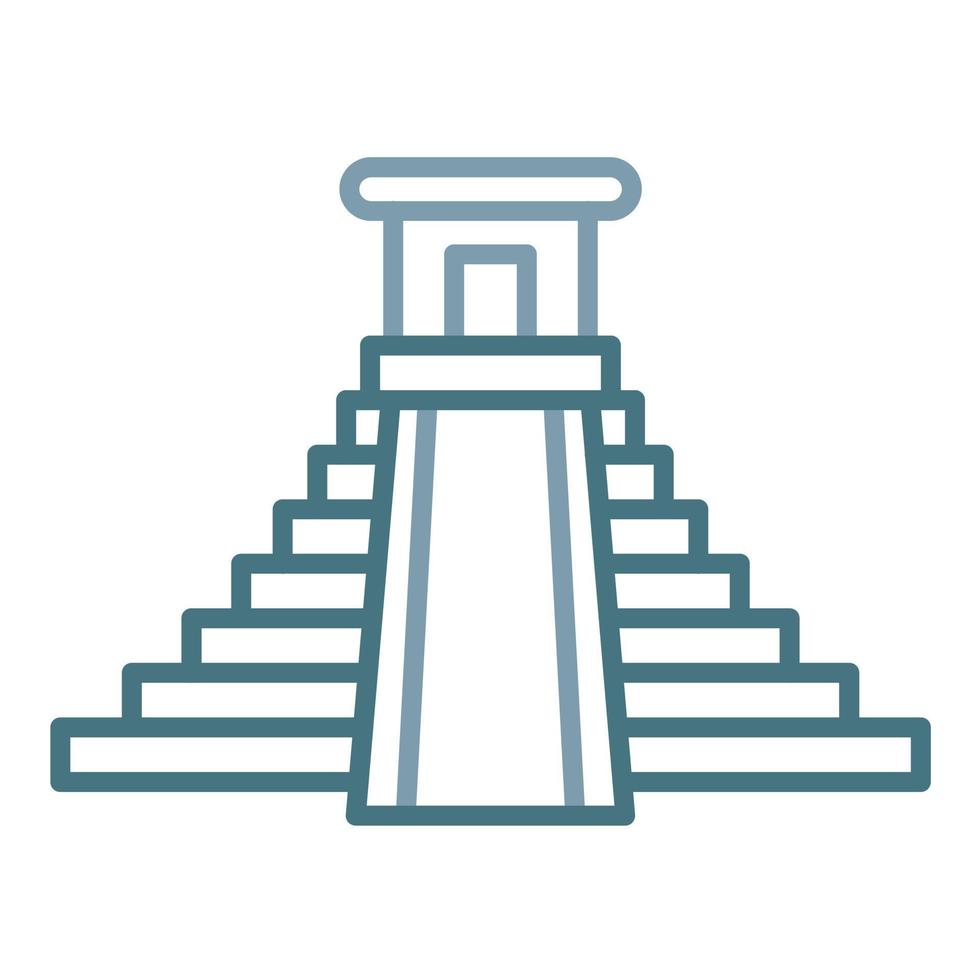 chichen itza lijn twee kleuren icoon vector