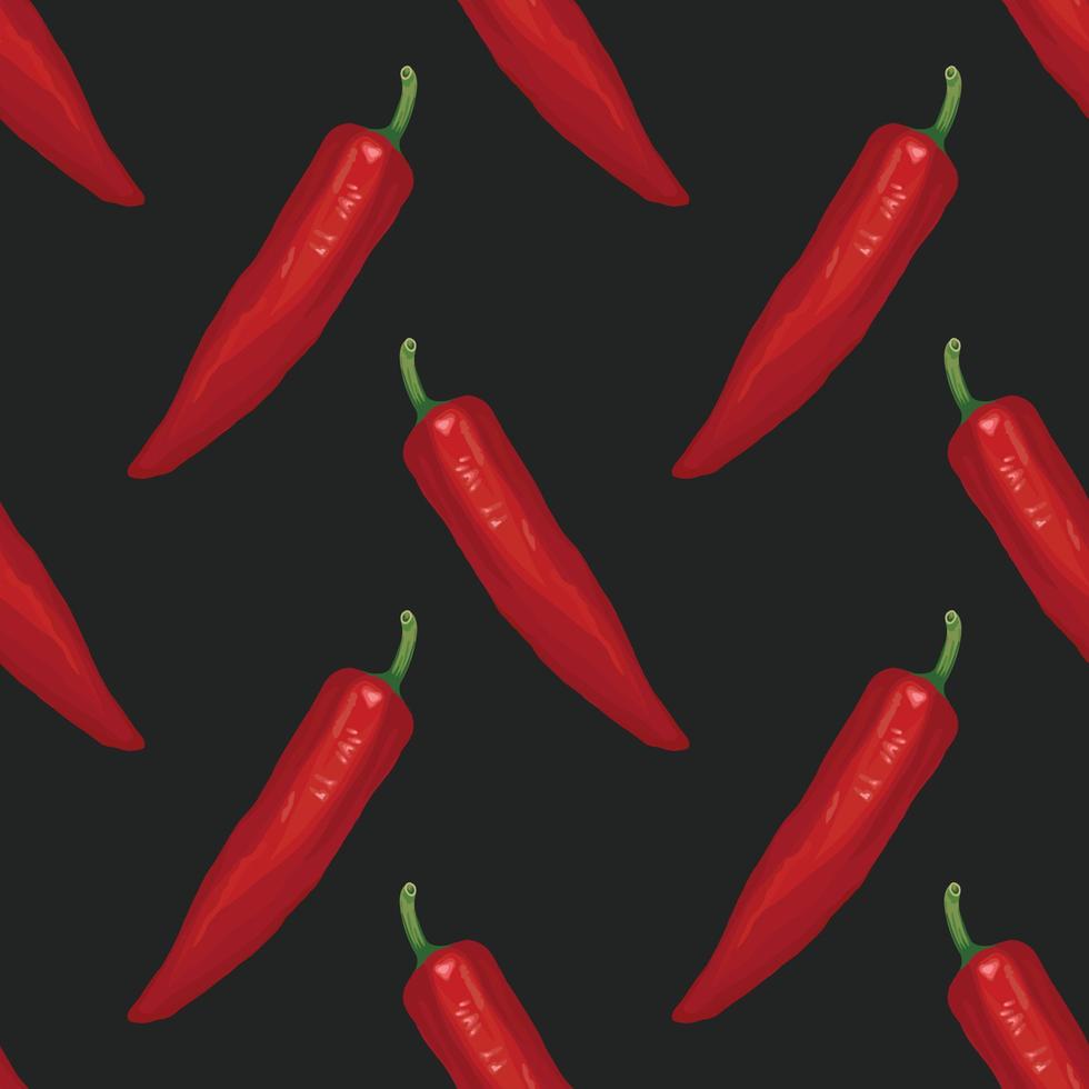 rode chili hand tekenen plantaardig naadloos patroonontwerp vector