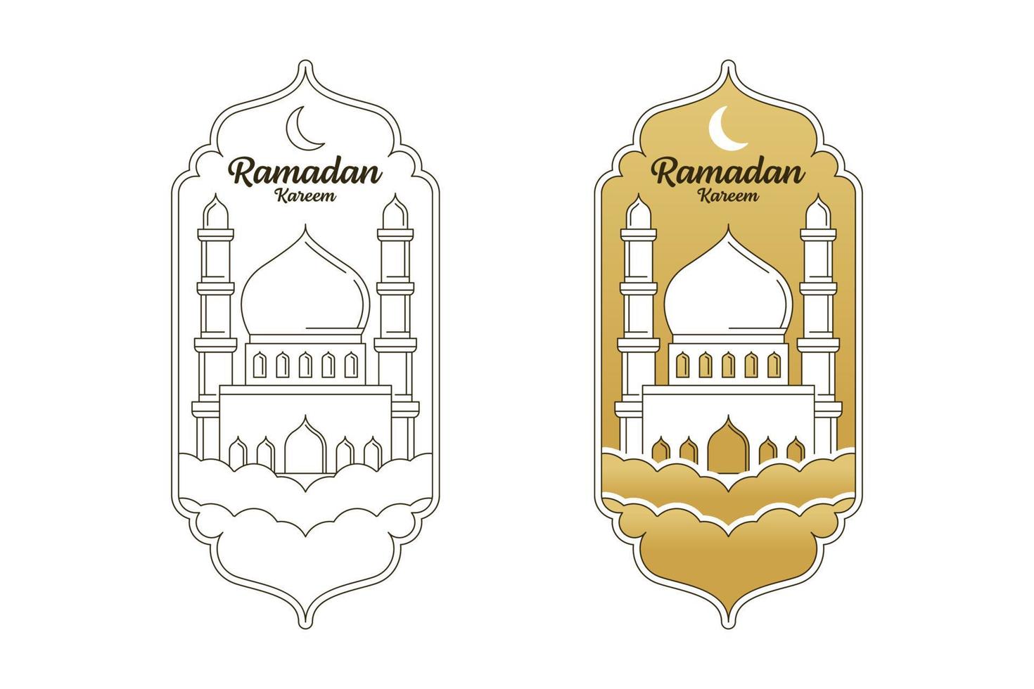 ramadan kareem vector ontwerp illustratie monoline of lijn kunststijl