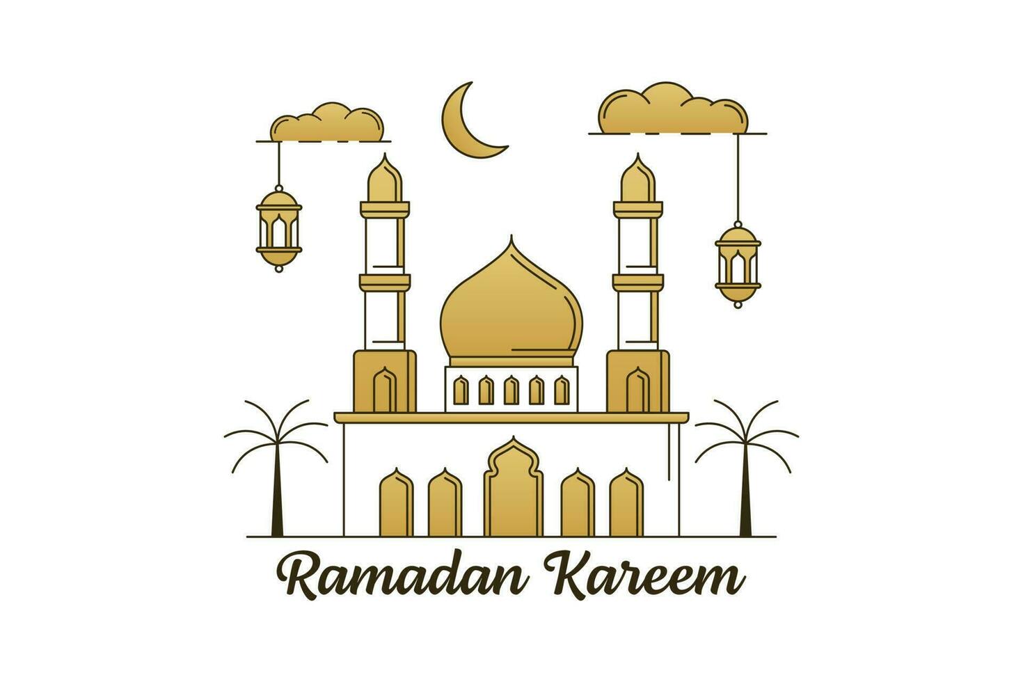 ramadan kareem vector ontwerp illustratie monoline of lijn kunststijl