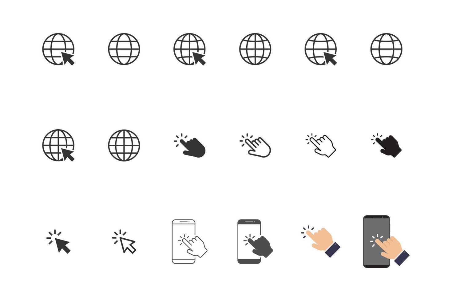 web en touch icon set vector