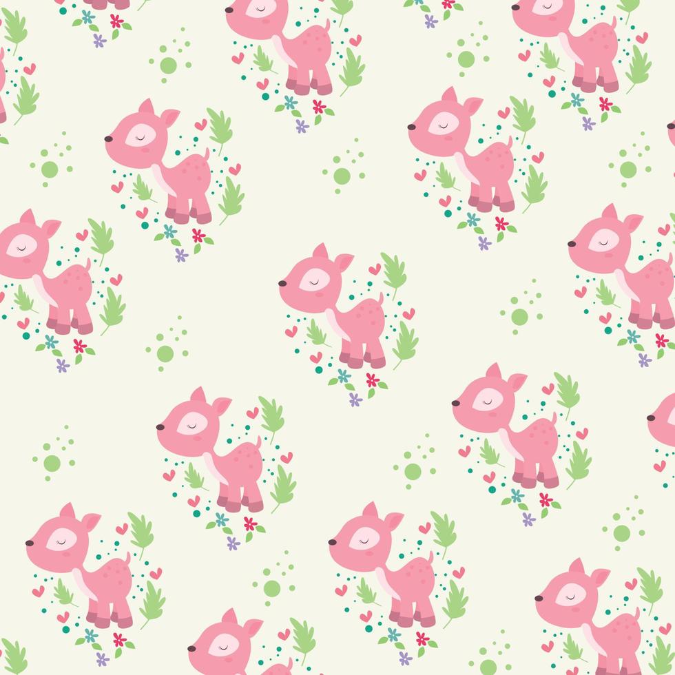 portret van schattige roze muis herten met liefde en bloemen. patroon voor valentijn, print, verpakking, decoratie, behang en design vector