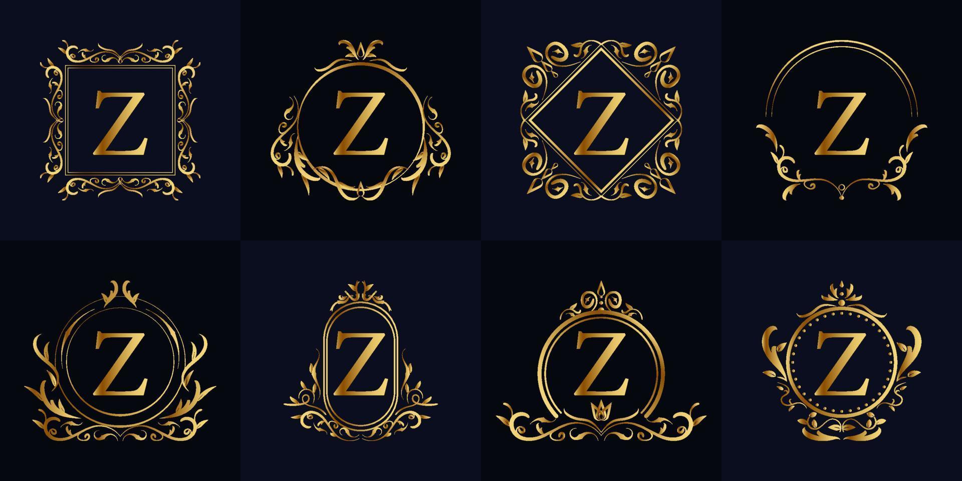 luxe ornament frame initiële z logo set collectie. vector