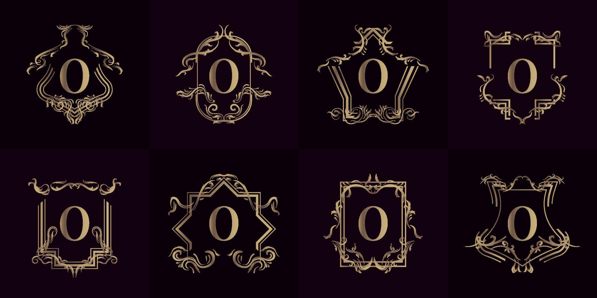 verzameling van logo initiaal o met luxe ornament of bloemframe vector