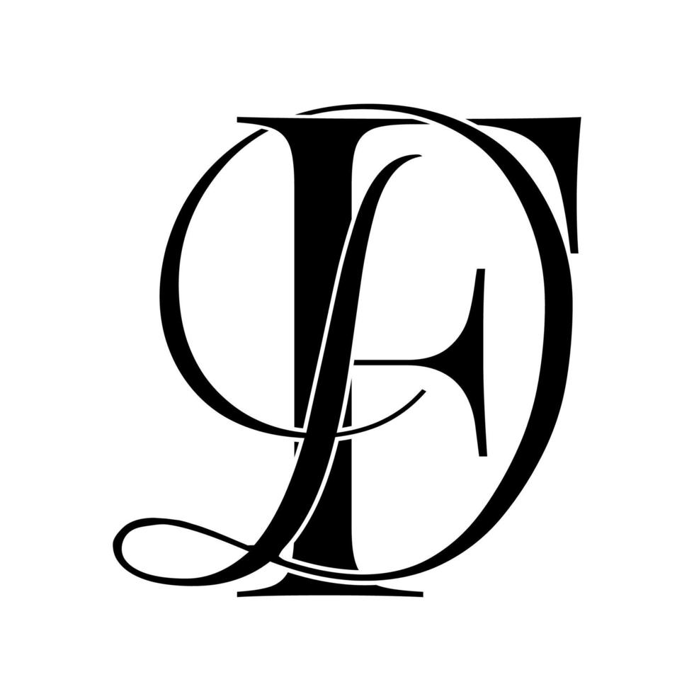 fd, df, monogram-logo. kalligrafisch handtekeningpictogram. bruiloft logo monogram. moderne monogram symbool. koppels logo voor bruiloft vector