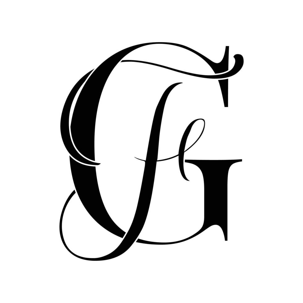 gf, fg, monogram-logo. kalligrafisch handtekeningpictogram. bruiloft logo monogram. moderne monogram symbool. koppels logo voor bruiloft vector