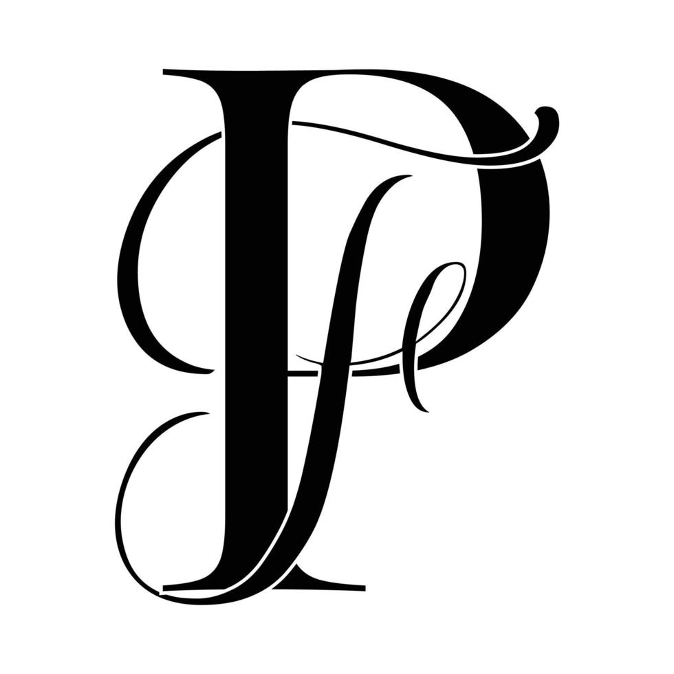 pf, fp, monogram-logo. kalligrafisch handtekeningpictogram. bruiloft logo monogram. moderne monogram symbool. koppels logo voor bruiloft vector