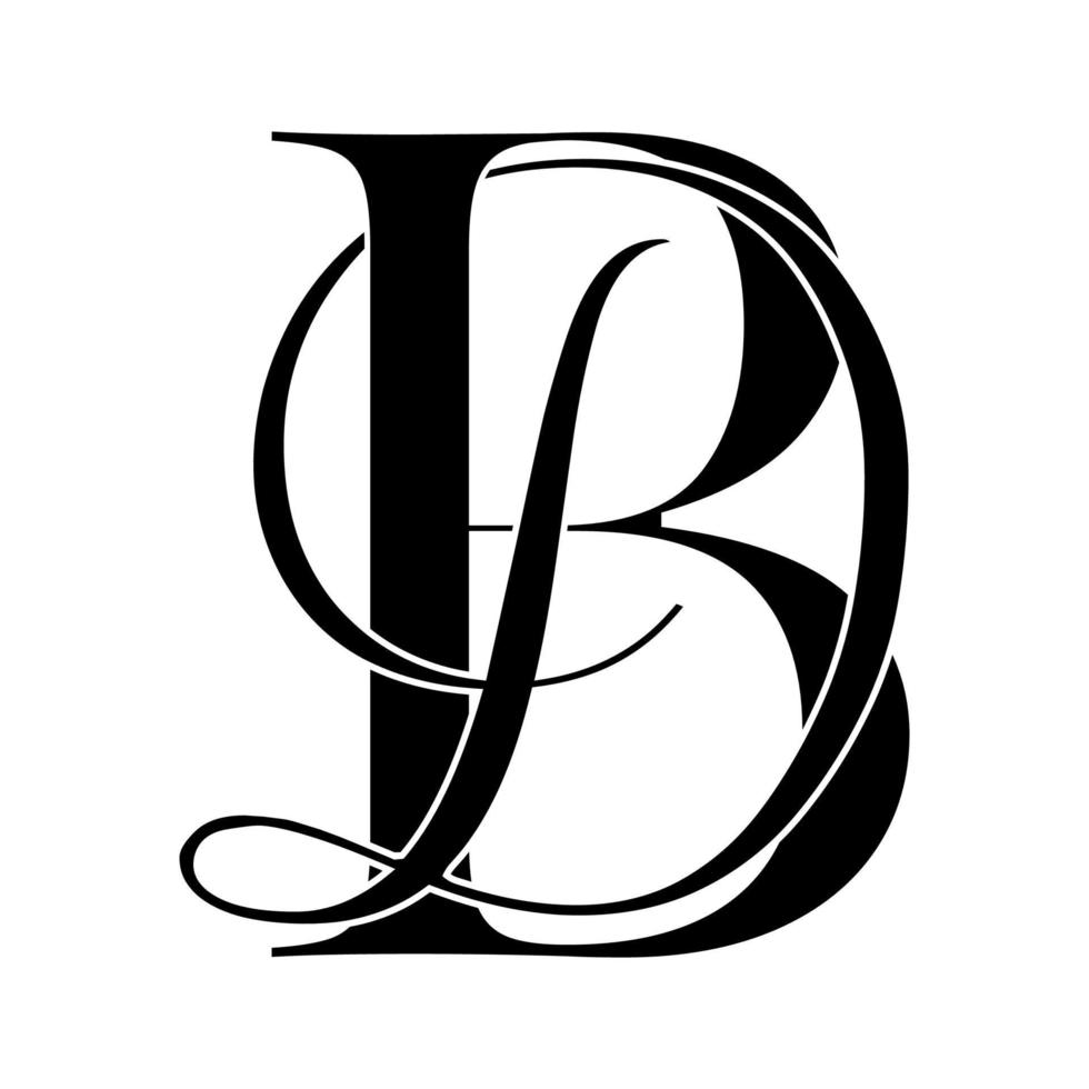 bd, db, monogram-logo. kalligrafisch handtekeningpictogram. bruiloft logo monogram. moderne monogram symbool. koppels logo voor bruiloft vector