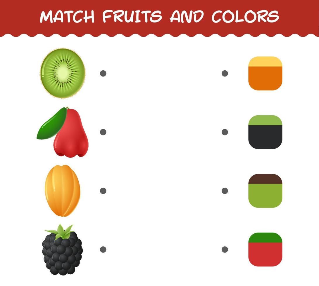 overeenkomen met cartoon fruit en kleuren. bijpassende spel. educatief spel voor kleuters en peuters vector