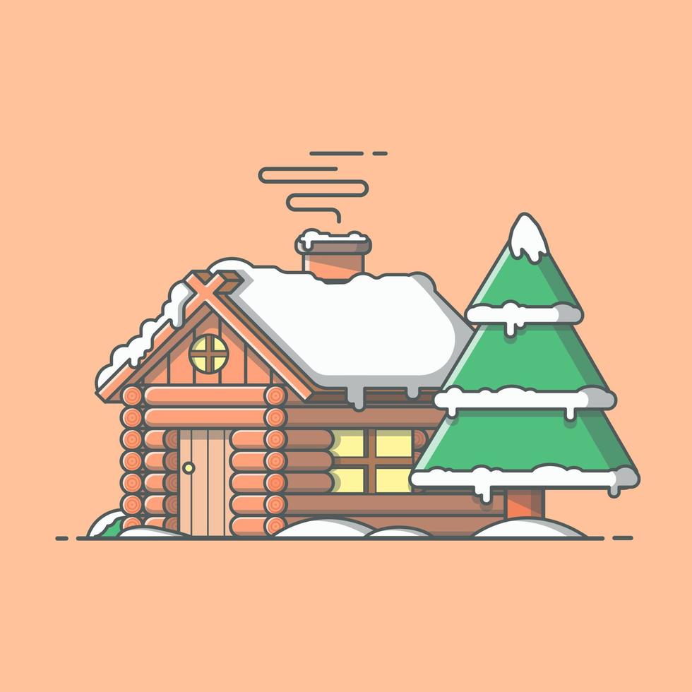 sneeuw cabine in de winter cartoon vector pictogram illustratie. gebouw vakantie pictogram concept geïsoleerde premium vector. platte cartoonstijl
