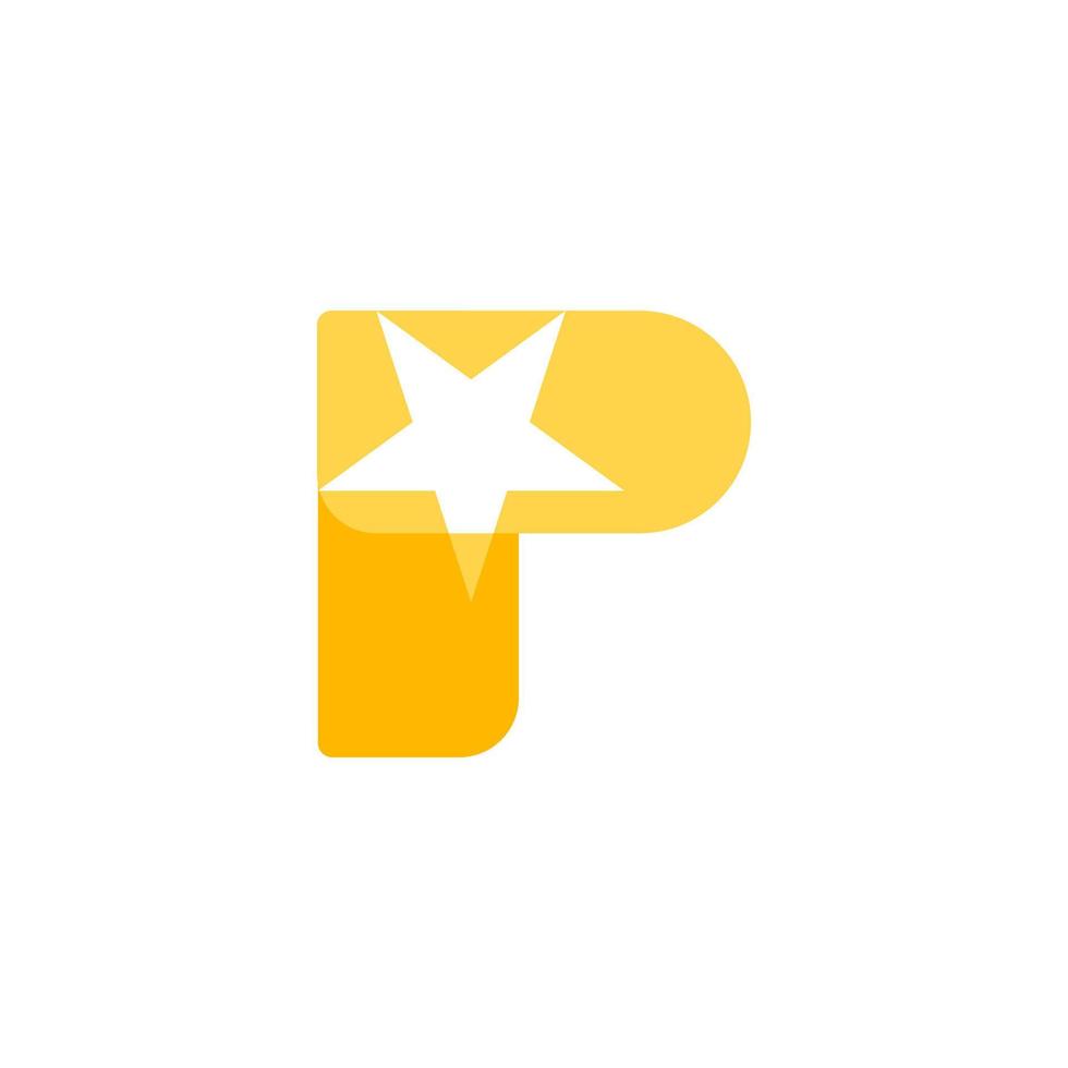moderne eenvoud ster-logo met letter p. ster concept logo ontwerpsjabloon met letter p. vector illustratie eps10