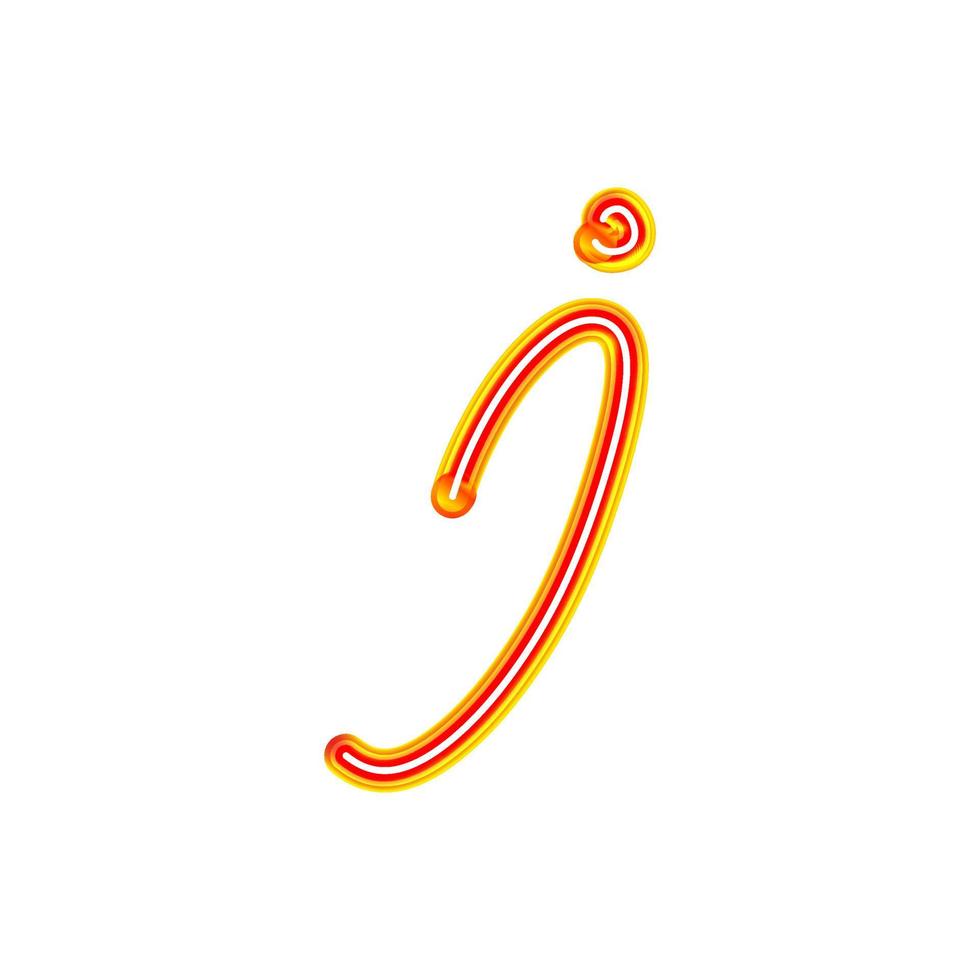 unieke neon handgeschreven eenvoudige letter i. rode lineaire buis neon. de letter 'i. 3D illustratie. hoge kwaliteit vector 3d illustratie. collectie handgeschreven alfabet.